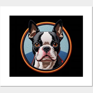 Boston Terrier Embroidered Patch Posters and Art